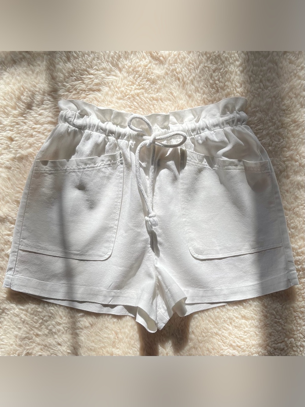 Universal Thread Pull On Linen Shorts Ruffled Drawstring Waistband Women’s S